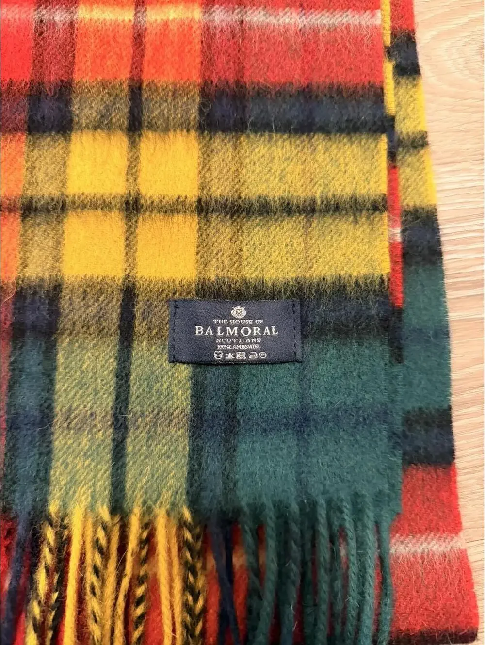 House of Balmoral Green Red Tartan 100% Lambswool Scarf, 10.5